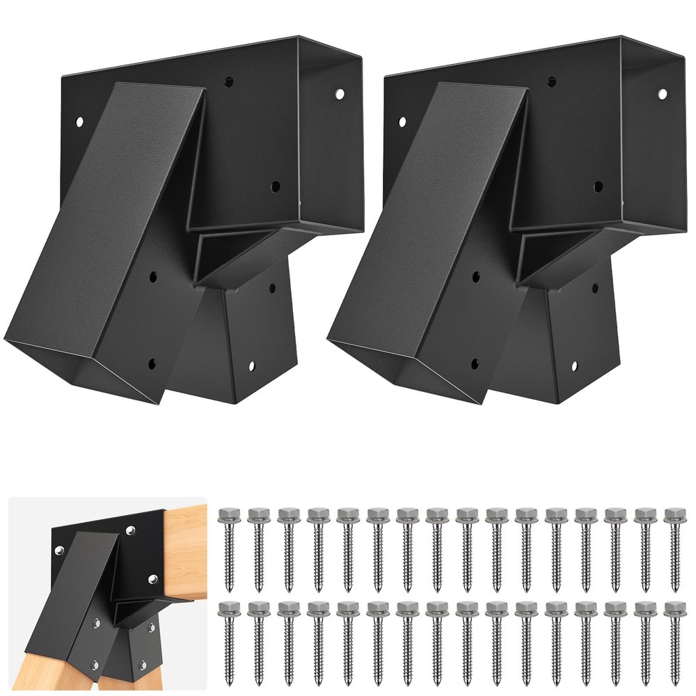 SELEWARE Heavy-Duty Swing Set Brackets  A-Frame Swing Set Hardware Kit with Mounting Hardware, Fits 4 (4x4) Legs and 1 (4x6) Beam  DIY End Brackets for Backyard Swings