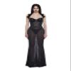 Dolls Kill Vampire Dress by Trickz N Treatz  Womens Black Lace Corset Midi Dress with Vinyl Bust & Mesh Skirt, Black, Small view 1