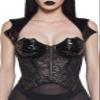 Dolls Kill Vampire Dress by Trickz N Treatz  Womens Black Lace Corset Midi Dress with Vinyl Bust & Mesh Skirt, Black, Small view 2