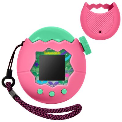 Case for Tamagotchi Paradise Soft Silicone Cover, Protector Sleeve Skin for Virtual Pet Game Machine with Detachable Lanyard Portable Anti-Drop Holder, Pink