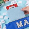 AmazingSpark Mahjong Card Sleeve, 11.25 x 7 Inches Large Folio Holder with Elegant Floral Print Lining for Mahjong Scorecard Cards Protective Cover Mahjongg Accessories (Blue) view 3