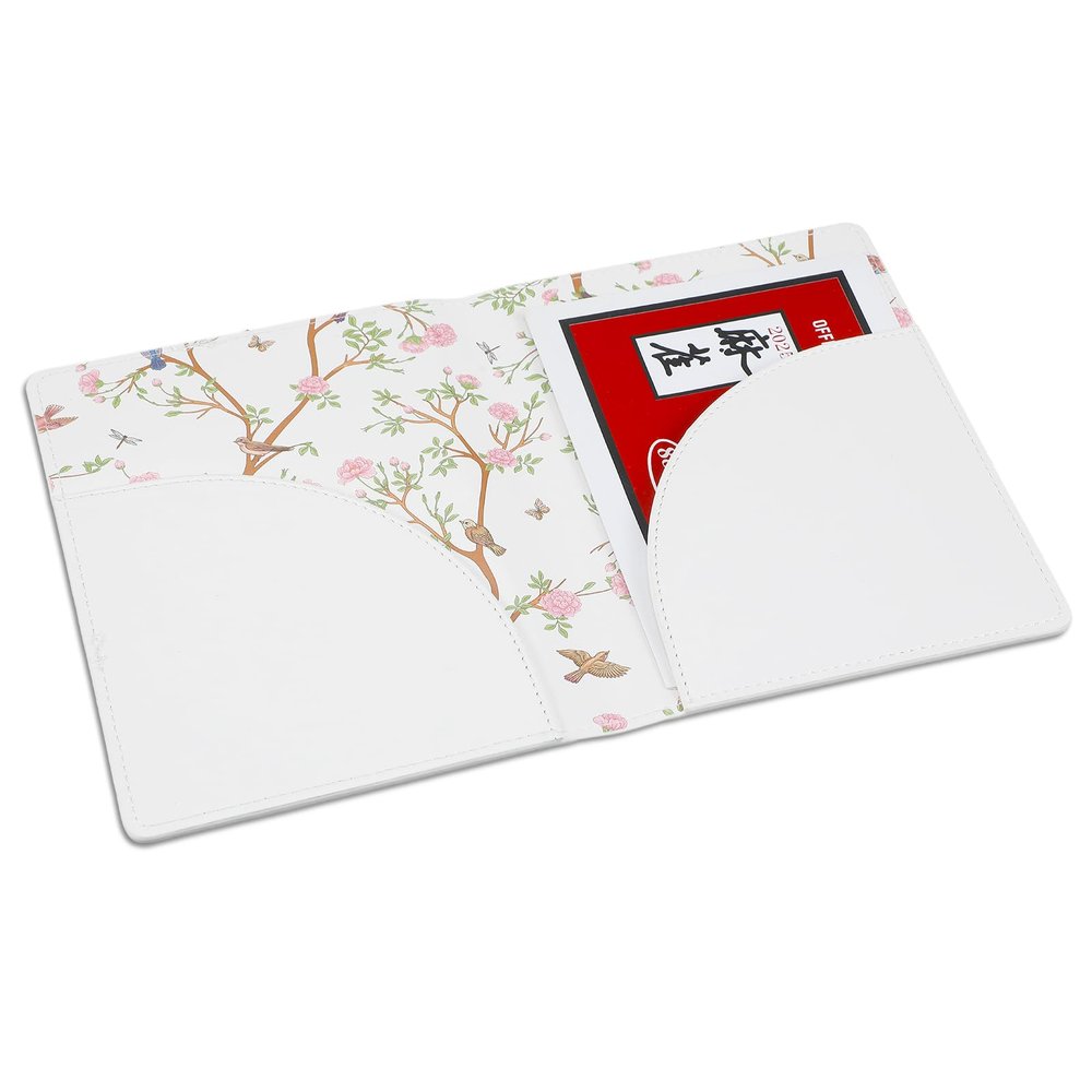AmazingSpark Mahjong Card Sleeve, 11.25 x 7 Inches Large Folio Holder with Elegant Floral Print Lining for Mahjong Scorecard Cards Protective Cover Mahjongg Accessories(White)
