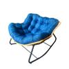 Large Outdoor Rocking Chair for Adults, Modern Patio Egg Rocker, Papasan Chair with Thick Cushion for Porch, Garden, Living Room, Bedroom Indoor Use (Dark+Blue) view 1