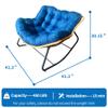 Large Outdoor Rocking Chair for Adults, Modern Patio Egg Rocker, Papasan Chair with Thick Cushion for Porch, Garden, Living Room, Bedroom Indoor Use (Dark+Blue) view 2