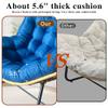 Large Outdoor Rocking Chair for Adults, Modern Patio Egg Rocker, Papasan Chair with Thick Cushion for Porch, Garden, Living Room, Bedroom Indoor Use (Dark+Blue) view 3