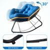 Large Outdoor Rocking Chair for Adults, Modern Patio Egg Rocker, Papasan Chair with Thick Cushion for Porch, Garden, Living Room, Bedroom Indoor Use (Dark+Blue) view 4