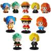 5 Pirate Figures Brick Mini Headz Building Toy, 5 Cute Main Straw Hat Crew Pirate Figures Characters Merch Piece One Micro Blocks Set Ideal Valentine's Day Gift for Fans, Adult, Teen 14+ (1025PCS) view 1