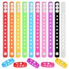 60 Pcs 10 Colors Silicone Bracelets Wristbands, 8.3 Inch Cute Silicone Adjustable Wristband, Adjustable Rubber Bracelets with Holes in Bulk, for Swimming Identify Shoe Charms Party Birthday Gifts view 1