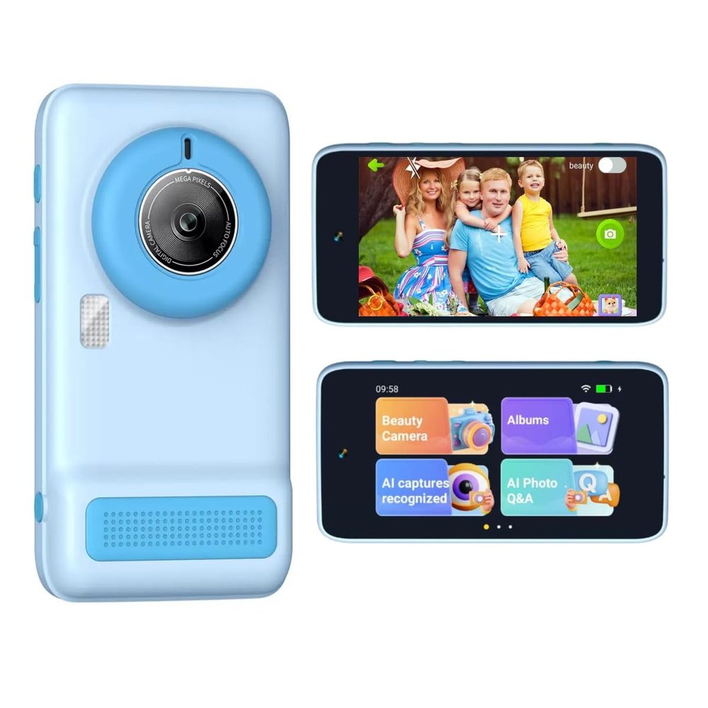 AI Digital Camera, AI Kids Camera Recognizes Everything, 4 inch LCD Touch Screen, AI Digital Camera with Beauty Camera,Portable Toy Christmas Birthday Gifts for Children (Blue)
