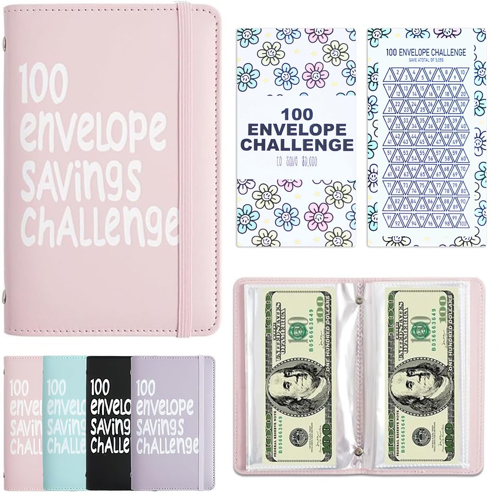 APMFHO 100 Days Money Saving Challenge Coin Envelope Budgetstorage Book, Money Saving Binder, Easy and Fun Way to Save $10,000 or $5,050, Money Saving Challenge with Family, Friends, Bestie