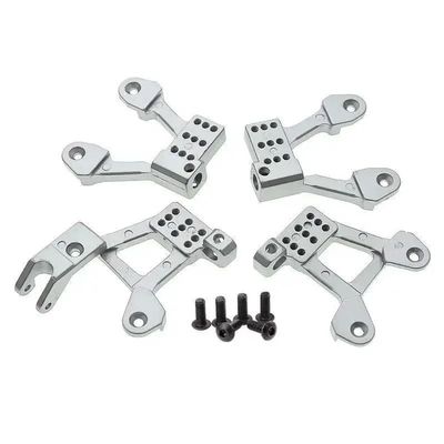 4PCS Metal Front & Rear Shock Damper Towers Mount Hoops for Axial SCX10 II 90046 90047 1/10 RC Crawler Upgrade Parts(Silver)