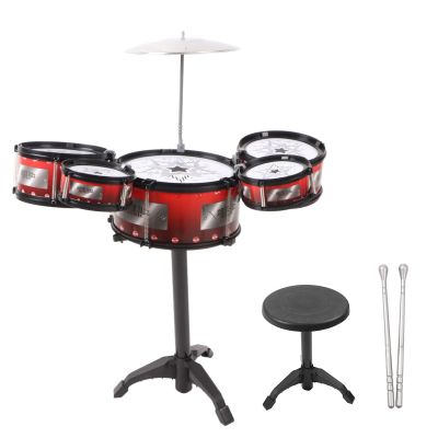 Pilipane Musical Instrument Bass Drum Set Percussion Portable Rock Jazz Drum Kit for Beginner Kids Children ABS PVC Sturdy Drum Stand Drumsticks Cymbals Complete Drumming Experience