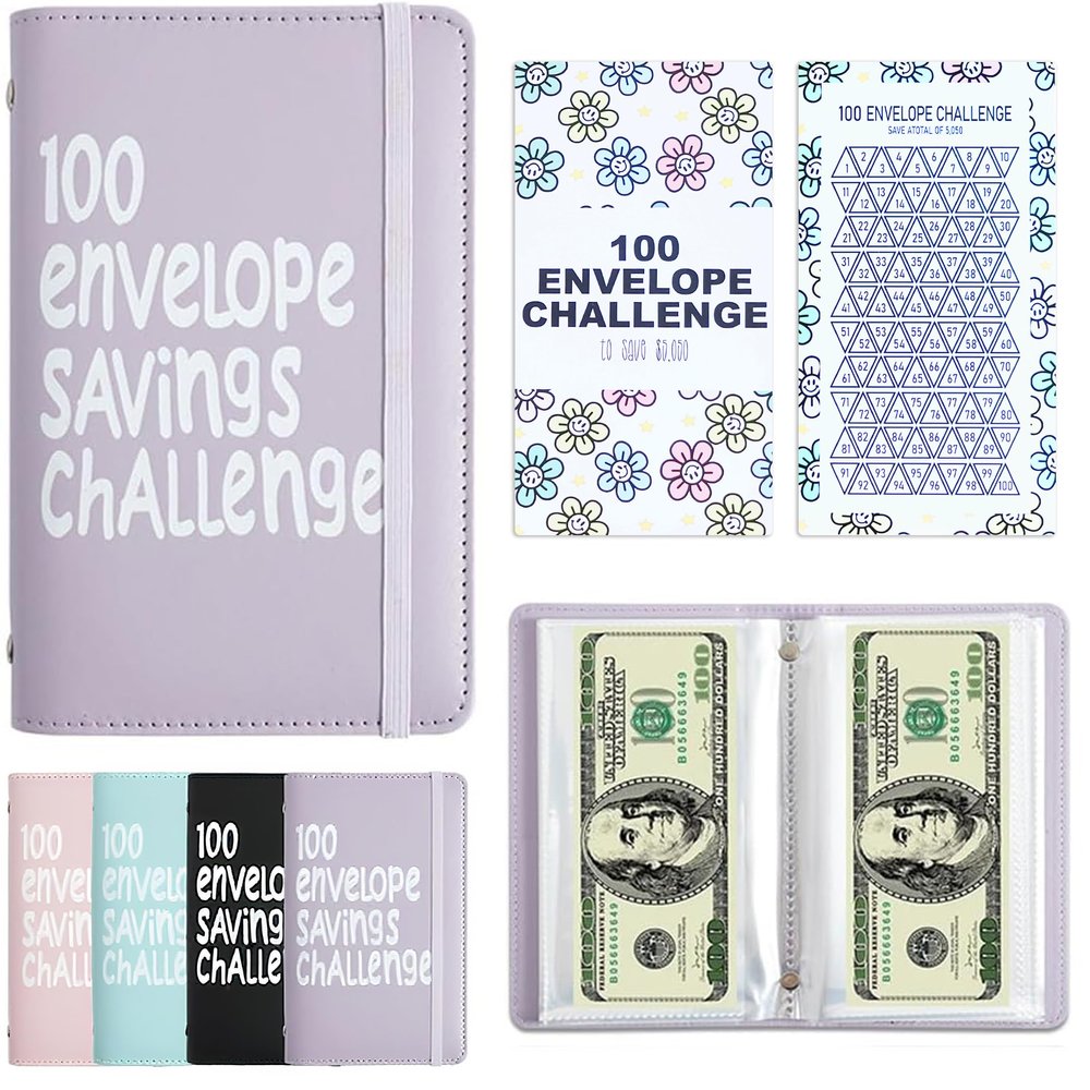 APMFHO 100 Days Money Saving Challenge Coin Envelope Budgetstorage Book, Money Saving Binder, Easy and Fun Way to Save $10,000 or $5,050, Money Saving Challenge with Family, Friends, Bestie