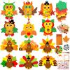 230Pcs Thanksgiving Crafts for Kits 24 Sets Funny Fall Crafts for Kids Include Thicker Turkey Owl Foam Cards Glitter Thanks giving Stickers and All Accessories for Kids Adults Thanksgiving Decorations view 1