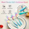 12 Pieces Stainless Steel Rainbow Toddler Forks Set Kids Forks - Food Grade Kids Silverware Set Children Safe Small Forks Mirror Polished Sturdy and Durable Dishwasher Safe view 4