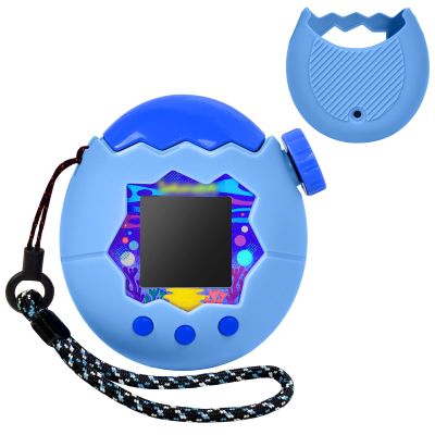 Case for Tamagotchi Paradise Soft Silicone Cover, Protector Sleeve Skin for Virtual Pet Game Machine with Detachable Lanyard Portable Anti-Drop Holder, Blue