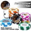30-300 PCS Personalized Casino Chips with Logo,Text & Design 13 Grams Casino Grade Custom Clay Poker Chips Customizable Golf Ball Marker Custom Tokens for Halloween Poker chips(C,40MM) (Black) view 2