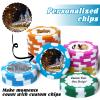 30-300 PCS Personalized Casino Chips with Logo,Text & Design 13 Grams Casino Grade Custom Clay Poker Chips Customizable Golf Ball Marker Custom Tokens for Halloween Poker chips(C,40MM) (Light Blue) view 2