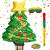 23.6 in Tall Christmas Tree Piata with Hanging Rope,Large Christma Tree Piata with Blindfold and Stick Confetti Christmas Party Decoration for Xmas Party Supplies Home Decorations (B Style) view 1
