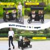 Voupou Luxury 4 Seater Wagon Stroller All-Terrain Baby Tandem for 2 3 4 Kids Push&Pull Foldable Wagon with 5-Point Harness,Adjustable Canopy,Snack Tray for Toddlers Beach,Park & Outdoor Adventures view 3