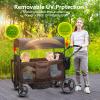 Voupou Luxury 4 Seater Wagon Stroller All-Terrain Baby Tandem for 2 3 4 Kids Push&Pull Foldable Wagon with 5-Point Harness,Adjustable Canopy,Snack Tray for Toddlers Beach,Park & Outdoor Adventures view 4