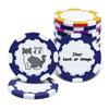 30-300 PCS Personalized Casino Chips with Logo,Text & Design 13 Grams Casino Grade Custom Clay Poker Chips Customizable Golf Ball Marker Custom Tokens for Halloween Poker chips(C,40MM) (Blue) view 1