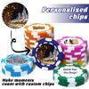 30-300 PCS Personalized Casino Chips with Logo,Text & Design 13 Grams Casino Grade Custom Clay Poker Chips Customizable Golf Ball Marker Custom Tokens for Halloween Poker chips(C,40MM) (Blue) view 2
