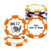 30-300 PCS Personalized Casino Chips with Logo,Text & Design 13 Grams Casino Grade Custom Clay Poker Chips Customizable Golf Ball Marker Custom Tokens for Halloween Poker chips(C,40MM) (Orange) view 1