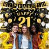 21st Birthday Decorations for Boys Girls, Black Gold Happy 21st Birthday Party Decorations, RIP Fake ID Banner, Gold Foil Balloons 21, Backdrop, Balloons, Hanging Swirls, BIrthday Cards Set 40pcs view 2