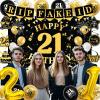 21st Birthday Decorations for Boys Girls, Black Gold Happy 21st Birthday Party Decorations, RIP Fake ID Banner, Gold Foil Balloons 21, Backdrop, Balloons, Hanging Swirls, BIrthday Cards Set 40pcs view 3