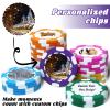 30-300 PCS Personalized Casino Chips with Logo,Text & Design 13 Grams Casino Grade Custom Clay Poker Chips Customizable Golf Ball Marker Custom Tokens for Halloween Poker chips(C,40MM) (Purple) view 2