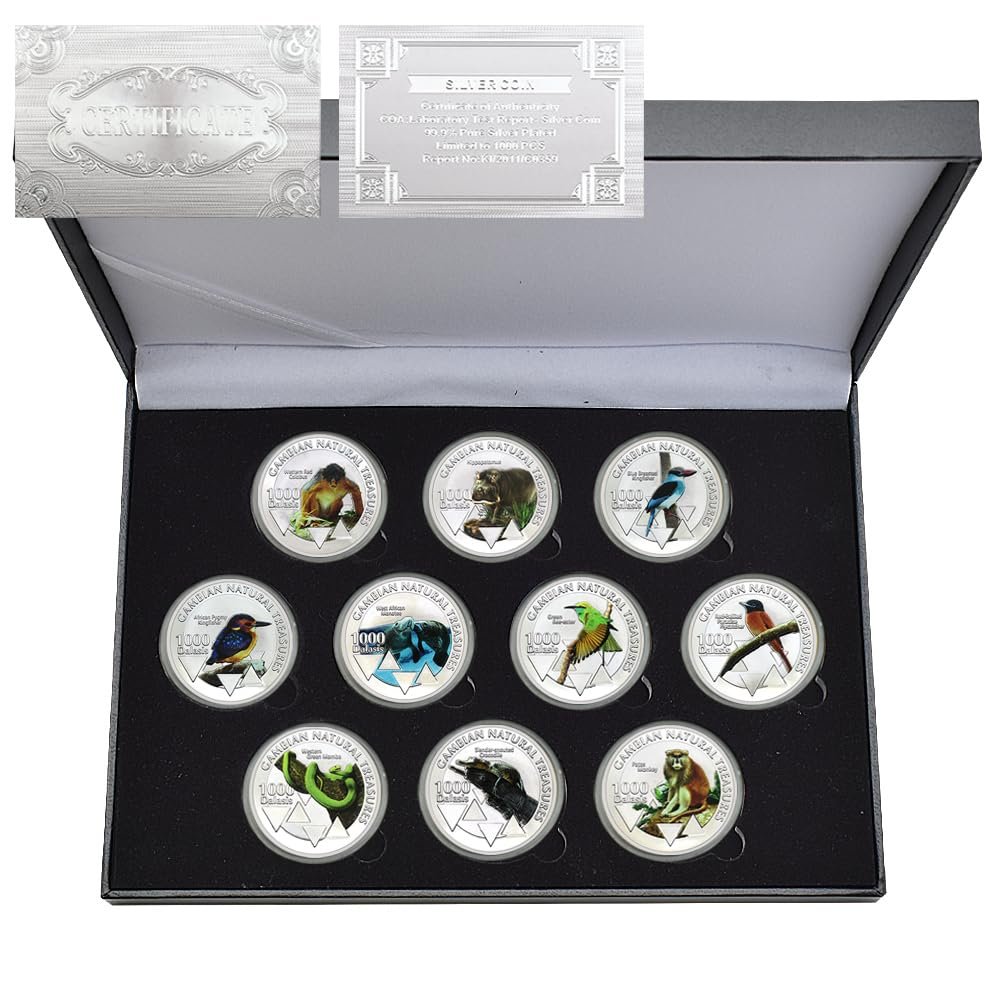 10pc/Box African Gambia Rare Animal Commemorative Coin 1000 Dalasis Wildlife Challenge Coin Collectibles Souvenir Gift
