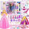 164 Pcs Doll Closet with 11.5 Inch Doll Clothes and Accessories Set, Camping Set, Princess Dresses, Camping Tent, Beach Swim Accessories Set, Diving Suit, Dress Up Toys for Girls Gift view 1