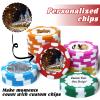 30-300 PCS Personalized Casino Chips with Logo,Text & Design 13 Grams Casino Grade Custom Clay Poker Chips Customizable Golf Ball Marker Custom Tokens for Halloween Poker chips(C,40MM) (Red) view 2