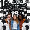 18th Birthday Decorations for Boys Girls, Black White Happy 18th Birthday Party Decorations, Time To Adult Birthday Banner, Foil Balloons 18, Backdrop, Balloons, Hanging Swirl, Birthday Card Set 43pcs view 2