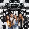18th Birthday Decorations for Boys Girls, Black White Happy 18th Birthday Party Decorations, Time To Adult Birthday Banner, Foil Balloons 18, Backdrop, Balloons, Hanging Swirl, Birthday Card Set 43pcs view 3