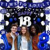 18th Birthday Decorations for Boys Girls, Blue Black Happy 18th Birthday Party Decorations, Time To Adult Birthday Banner, Foil Balloons 18, Backdrop, Balloons, Hanging Swirls, Birthday Card Set 43pcs view 3