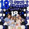 18th Birthday Decorations for Boys Girls, Blue Black Happy 18th Birthday Party Decorations, Time To Adult Birthday Banner, Foil Balloons 18, Backdrop, Balloons, Hanging Swirls, Birthday Card Set 43pcs view 4