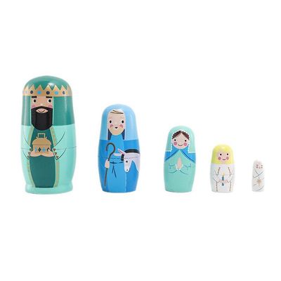 Nesting Dolls,5 Pieces Wooden Nativity Russian Nesting Dolls,Traditional Wooden Stacking Doll,Christmas N-esting D-olls for Christmas,Easter,Birthday Gift and Home Room Decor