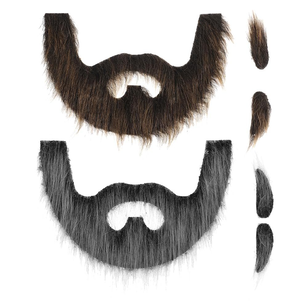 LUOZZY 2pcs Realistic Fake Beard with Self-adhesive Eyebrows Set for Halloween Party Cosplay Costume Props