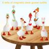 12pcs 7in Desk Goose Outfits Clothes, Include 6 Mini Knitted Hats and 6 Bibs Adjustable Magnetic Porch Goose Key Holder Accessories Funny Desk Decoration for Office Home view 3