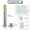 Stainless Steel Traffic Bollard Post - 24-44 Inch Height, Reflective Driveway Barrier with Lockable Base(4 pack/35inch) view 3