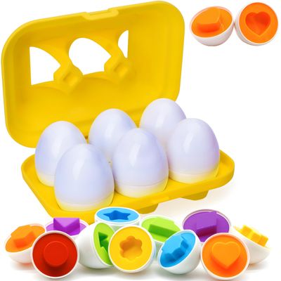WEEJOYGAM Matching Egg Toys for Toddlers, Toddler Montessori Toys for 2 3 Year Old Girl Boy Birthday Gift, Learning Color Sorting Shape Sorter Puzzle Game Preschool Educational Fine Motor Skills