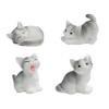 4 Pcs Mini Gray Cat Figurines in Different Poses - Cute Resin Kittens for Fairy Garden Accessories, DIY Terrarium Crafts, Moss Landscapes, Home Ornament , Desk & Car Decorations, Birthday Gifts view 1