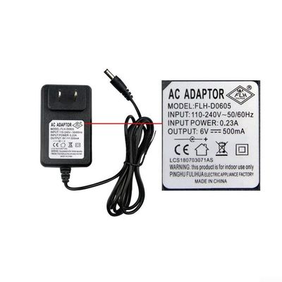 Children's Electric Car Charger Power Adapter for Motorcycle Electric Toys Stroller 6V 500MA 12V 1000MA EU US UK Standard for FLH-D0605 FLH-D1210 Black 92x52mm(US 6V500MA)