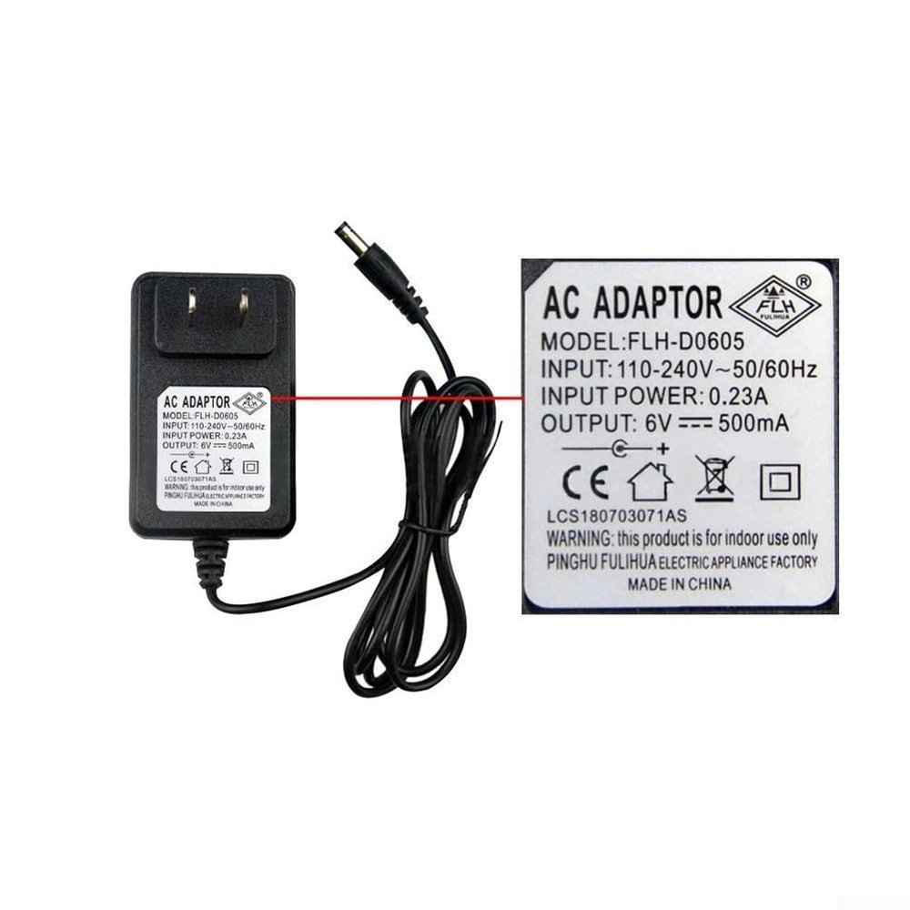 Children's Electric Car Charger Power Adapter for Motorcycle Electric Toys Stroller 6V 500MA 12V 1000MA EU US UK Standard for FLH-D0605 FLH-D1210 Black 92x52mm(US 6V500MA)
