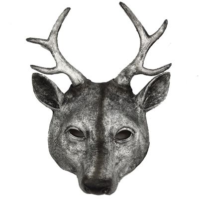 Full Face Deer Mask,Realistic Elk Mask,Halloween Rabbit Costume for Role-Play Party,Christmas Animal Reindeer Masks (Silver)