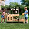 ROBOTIME Mud Kitchen for Kids Outdoor, Wood Outdoor Kitchen with Insect Observation Box & Planter Box, Toddler Play Kitchen with Removable Sink & Faucet, Pretend Outdoor Playset view 2