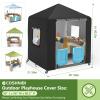 COSHNIBI Outdoor Kids Playhouse Cover,Waterproof,Sun Protection Play House Covers Suitable for All Around Playtime Patio with Canopy Playset,56" W x 56" D x 60.2" H,Black view 2