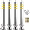 Stainless Steel Traffic Bollard Post - 24-44 Inch Height, Reflective Driveway Barrier with Lockable Base(4 pack/24inch) view 1
